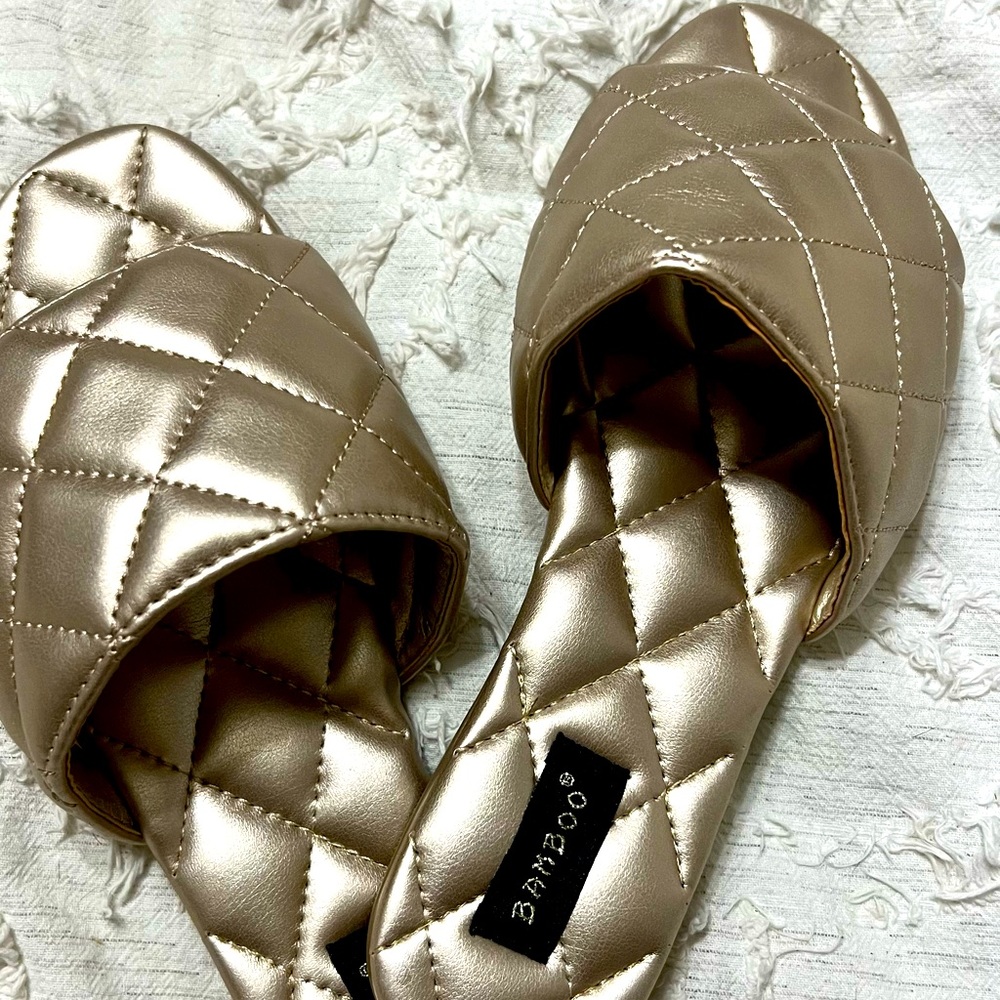 Gold slip on shoes Sz. 7 (new)